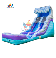 Toboggan aquatique gonflable commercial en PVC écologique avec piscine et échelle d'escalade, toboggan aquatique marbré pour fêtes en extérieur