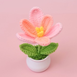 Crocheted <b>Yarn</b> Flowers Blooming Lily Valley Small Potted Plants Handmade Artificial Flowers Desktop Decorations Teacher's Gifts - Product Image 2