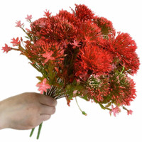 Fleur artificielle Pissenlit, Boule de chrysanthème rouge à 5 têtes, Bouquet d'oignons artificiels pour mariage et décoration intérieure