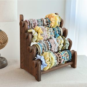 Solid Wood Bracelet Display Rack 4 Layers <b>Desktop</b> Jewelry Organizer Vintage Style Storage <b>Stand</b> - Product Image 1