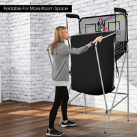 Machine de tir au basket-ball électronique à pointage automatique pour adultes et enfants, pliable, double jeu de tir, support de ballon noir, Chine