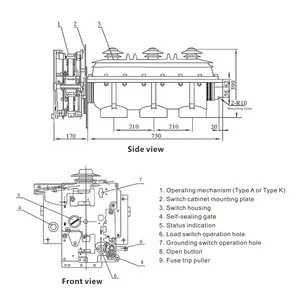 630A Sf6 24kv 3 pôles isolateur intérieur interrupteur de rupture de charge