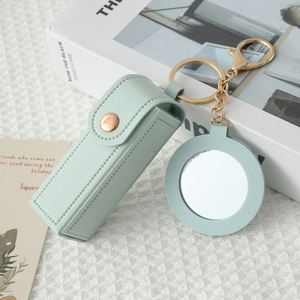 Women's PU Leather <b>Lipstick</b> Case with Mirror Portable Fashionable Keychain Travel Mini Cosmetic Bag <b>Lipstick</b> Pouch - Product Image 4