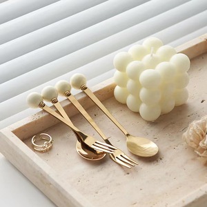 Vente chaude En Acier Inoxydable Mini Or Cuillère À <span class=keywords><strong>Thé</strong></span> En Céramique Boule Poignée Cuillère À Café Et Cuillère À Fruits Fourchette - Product Image 6