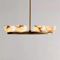 Lustre LED en laiton de style moderne de marques américaines, design de luxe, avec pendentif en pierre flocon de neige et pendentif en albâtre Promenade