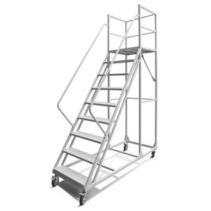 Industrial High <strong>Safety</strong> Four Wheel 8 <strong>Steps</strong> Iron Mobile Ladder With Side Rail - Product Image 2