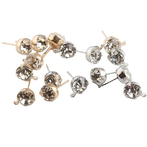 Pendientes de botón con forma de bola, engaste de garra, aleación de zinc, chapado en plata, oro KC, color blanco K, accesorios de joyería de moda - Product Image 3