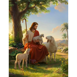 Religion Jesus with <strong>Sheep</strong> DIY Diamond <strong>Painting</strong> Gemstone Art Kit Wall <strong>Painting</strong> for Adults - Product Image 1