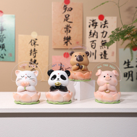Figurine en résine Capybara Panda Zen, Statue d'animal mignonne, Décoration de bureau relaxante, Ornement d'étagère pour la maison et le bureau, Cadeau apaisant