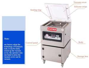 Machines d'emballage <span class=keywords><strong>sous</strong></span> <span class=keywords><strong>vide</strong></span> verticales professionnelles semi-automatiques à chambre unique KUNBA DZ-400/ZT pour la viande - Product Image 2