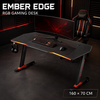 Bureau de jeu AOR réglable en hauteur, surface en fibre de carbone, structure métallique avec rangement, crochet pour casque, pliable en bois, en forme de Z, durable
