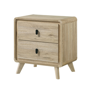Mid Century Wood Finish Two <b>Drawer</b> Nightstand <b>Storage</b> Furniture - Product Image 1