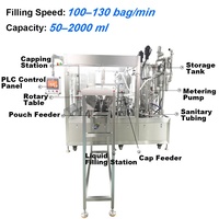 Machine de remplissage et de bouchage automatique à 6 buses pour sachets souples, pour sauces, jus, shampoings et liquides chimiques, avec composants à engrenages