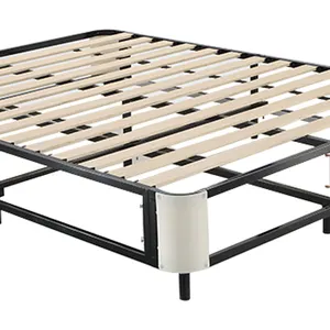 Juego de marco de metal para cama king size moderna marco de cama de madera contrachapada tamaño queen