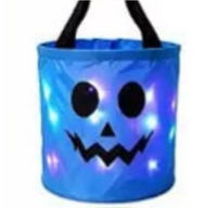 Sac de rangement mignon pour bonbons et accessoires de décoration d'Halloween classique de la marque GALA, avec panier lumineux LED portable