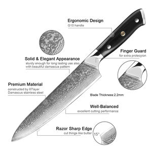 Xyj — ensemble de couteaux de cuisine damas, avec manche noir G10, Chef Santoku, tranchage du pain, Kiritsuke Nakiri, désosser le Steak, vente en gros - Product Image 4