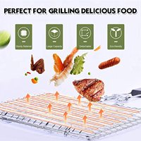 Grille de barbecue portable en métal Lanejoy, grande taille avec poignée, résistante à la chaleur, pour rôtir la viande