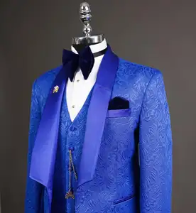 Italia-Costume d'affaire 3 pièces classique bleu royal pour homme, blazer de marié, costume de mariage personnalisé pour homme