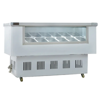 Vitrine ronde commerciale d'affichage de crème glacée de baril/casserole carrée vitrine de crème glacée dure en verre transparent pour des saveurs multi