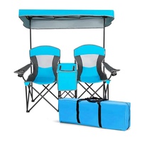 HE-1319 Factory Direct Chaise de plage de loisirs en plein air Portable pliable Ice Pack Double Lover Chair avec hangar pour le camping