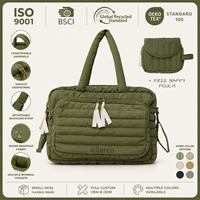 Sac à langer en nylon recyclé 13L avec porte-bouteilles isothermes, compartiments multiples, sangles pour poussette, OEM ODM