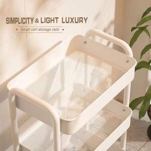 أرفف تخزين متعددة الوظائف 3 مستويات عربة معدنية متينة ثقيلة مع عجلات للمطبخ المكتب الحمام غرفة الغسيل - Product Image 4