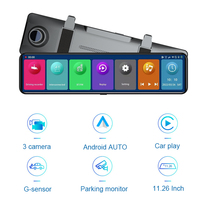 12 "voiture jouer Android Auto voiture boîte noire Wifi sans fil Carplay Dash Cam 3 objectifs caméra avant 2K + arrière 1080P voiture vidéo Recorde