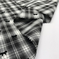 Tissu Brocart Plaid Noir et Blanc Effet Papillon, 100% Polyester, Résistant à l'Abrasion, Tissu pour Cheveux, Meilleure Vente