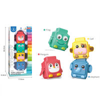 Juego de Bloques de Construcción Educativos Montessori Unisex Más Vendido, 4 Piezas, Modelo de Animales de Plástico para Apilar, Caja de Exhibición DIY