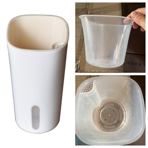 Vente en gros de jardinière hydroponique ronde de bureau d'intérieur durable Pots de fleurs en plastique à arrosage automatique avec pots intérieurs transparents - Product Image 1