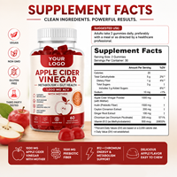 Gummies au vinaigre de cidre de pomme 1000mg avec la mère, fibres prébiotiques, cannelle et chrome – Complément végétalien OEM ODM Marque Privée