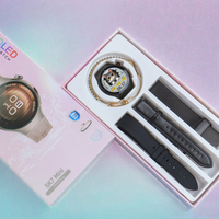 Reloj Inteligente Unisex SK7 Mini, 3 Pares de Correas de Goma, Pantalla AMOLED, Caja de Acero, Resistente al Agua IPX-6, Monitor de Actividad Física, Carga Inalámbrica