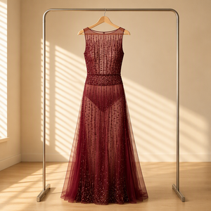 Tissu en dentelle perlée à <span class=keywords><strong>la</strong></span> main bordeaux avec strass, perles et sequins <span class=keywords><strong>pour</strong></span> <span class=keywords><strong>robe</strong></span> <span class=keywords><strong>de</strong></span> soirée <span class=keywords><strong>de</strong></span> <span class=keywords><strong>mère</strong></span> <span class=keywords><strong>de</strong></span> <span class=keywords><strong>la</strong></span> <span class=keywords><strong>mariée</strong></span>, Aso Ebi, mariage - Product Image 5