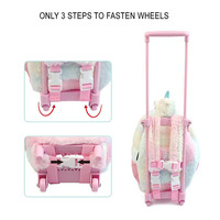6878 dessin animé Type mignon enfant en bas âge enfants en peluche licorne à roulettes sac à dos à roulettes voyage bagages bel Animal enfants sac à dos à roulettes