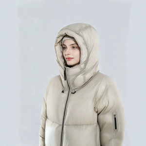 Abrigo de Invierno Acolchado para <span class=keywords><strong>Mujer</strong></span>, Estilo Europeo Americano, con Capucha, 90% Plumón de <span class=keywords><strong>Ganso</strong></span> Blanco, Exterior de Nailon Poliamida, Relleno de 100g-150g, Cálido - Product Image 1