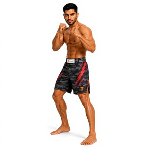 กางเกงกีฬา MMA ผ้าโพลีเอสเตอร์ผสมสแปนเด็กซ์ 175 GSM ทนทาน ยืดหยุ่น เหมาะสำหรับฝึกซ้อมต่อสู้ เอวยางยืด รับผลิตตามแบบ OEM แบรนด์ส่วนตัว - Product Image 1