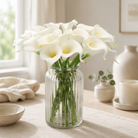 Buket Bunga Calla Lily Buatan Lingmei, Rangkaian Bunga Plastik, Sentuhan Realistis, Putih Kuning, Batang Hijau, untuk Pernikahan dan Rumah