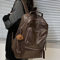 Sac à dos rétro, sacoche pour ordinateur, sac d'école grande capacité pour étudiants, en cuir PU, version coréenne, sac de voyage décontracté pour hommes