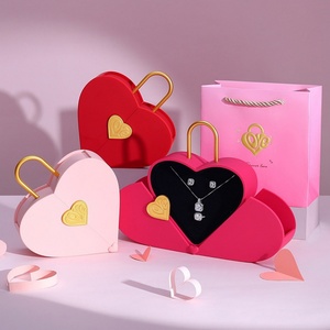 Valentine's Day Jewelry <b>Gift</b> <b>Box</b> Heart-shaped Debossing Necklace Lock High-end Creative Souvenirs Jewelry Earring Necklace <b>Box</b> - Product Image 1