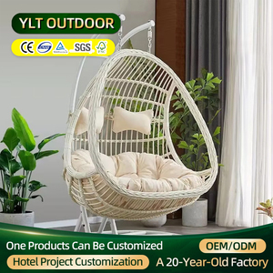 Fauteuil Suspendu Balançoire Œuf avec Support en Acier – Construction Tout Temps – Balancelle en Rotin PE Grand Design Panier Mobilier d'Extérieur - Product Image 1