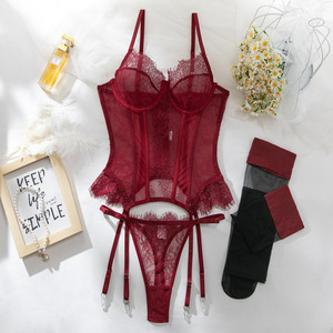 Nuovi Arrivi: Set di <span class=keywords><strong>Lingerie</strong></span> all'Ingrosso, Elegante Stile <span class=keywords><strong>Francese</strong></span>, Babydoll in Pizzo e Rete Trasparente Nero - Product Image 6