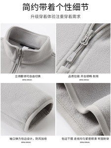 Otoño Invierno <span class=keywords><strong>sudadera</strong></span> deportiva para hombre personalizado Color sólido soporte pesado 100% poliéster media cremallera suelta ajuste chaqueta transfronteriza - Product Image 3