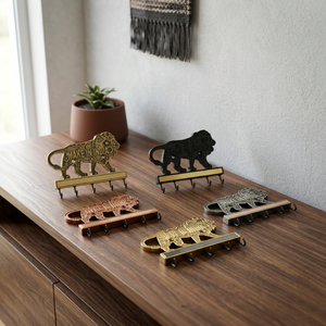 KELLTON Soporte de Pared Rectangular con León Real Indio Tallado, Gancho Decorativo de Latón Antiguo para Puerta, Organizador de Decoración del Hogar - Product Image 5