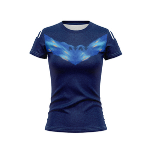 T-shirt à col rond pour femme NRL Color Block, T-shirt à manches courtes Ringer pour femme de la ligue de rugby, noir et blanc chiné avec accents verts - Product Image 6