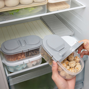 Double Compartment Airtight <b>Storage</b> Jar Gray And White Rectangle Clip On Lid For <b>Kitchen</b> Refrigerator Food <b>Storage</b> <b>Container</b> - Product Image 4