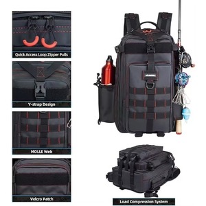 Free sample Fishing Tackle Backpack with 4 Trays, Large Outdoor <b>Storage</b> Tackle Bag with Protective Rain Cover for Fishing Gear - Product Image 2