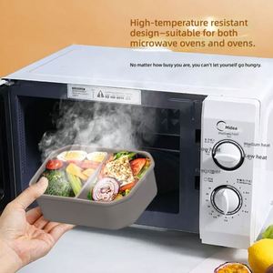 Silicone <b>Lunch</b> <b>Box</b> Custom Logo Outdoor Portable Storage <b>Compartment</b> Sealing Leak-Proof Food Grade Microwaveable - Product Image 6