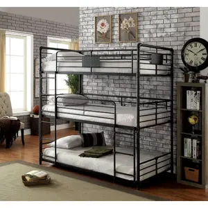 Customized Modern 3 Layers Steel Bunk Beds Durable Children White Black School Bunk Bed Frame