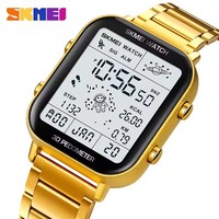 Montre-bracelet en acier inoxydable SKMEI 1888, multifonctionnelle, podomètre, calories, double heure, sport, étanche, numérique, pour homme, Reloj