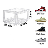 Boîte à chaussures empilable magnétique à ouverture frontale, boîte de rangement en plastique transparente pour chaussures